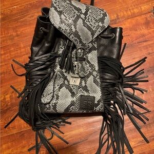 STS Ranch Black and Gray Fringe Backpack